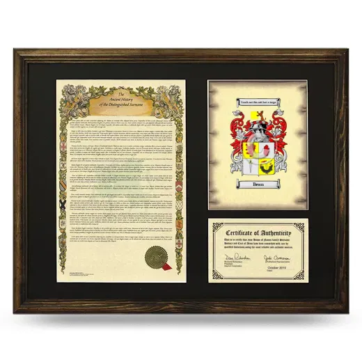 Bean Framed Surname History and Coat of Arms - Brown