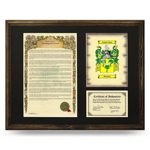 Bewson Framed Surname History and Coat of Arms - Brown