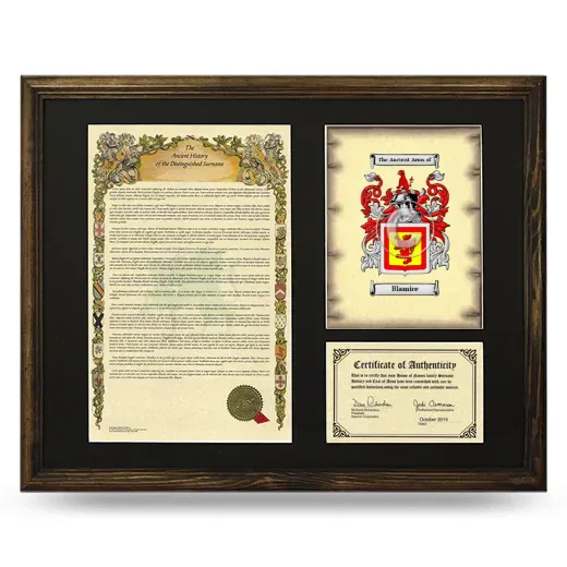 Blamire Framed Surname History and Coat of Arms - Brown