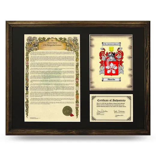 Blanche Framed Surname History and Coat of Arms - Brown