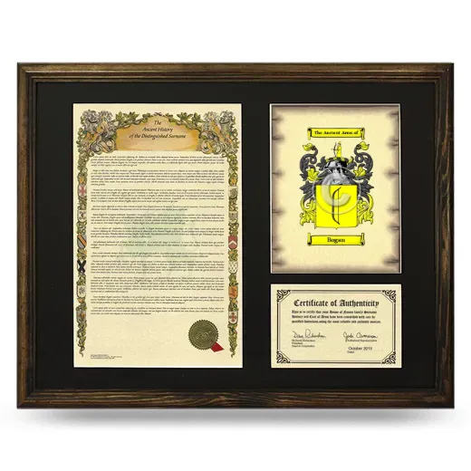 Bogan Framed Surname History and Coat of Arms - Brown