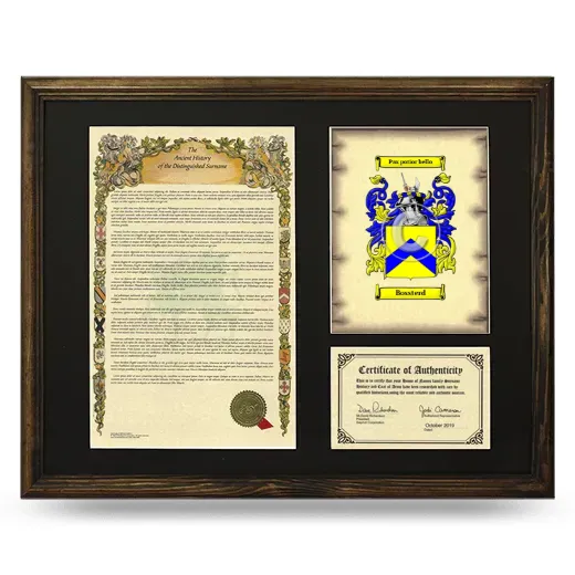 Bossterd Framed Surname History and Coat of Arms - Brown