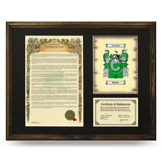 Bowier Framed Surname History and Coat of Arms - Brown