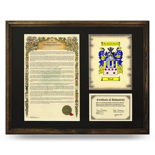Brank Framed Surname History and Coat of Arms - Brown