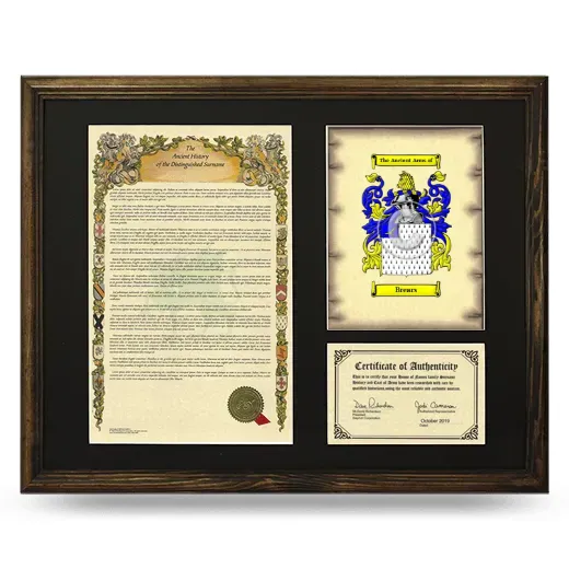 Brears Framed Surname History and Coat of Arms - Brown