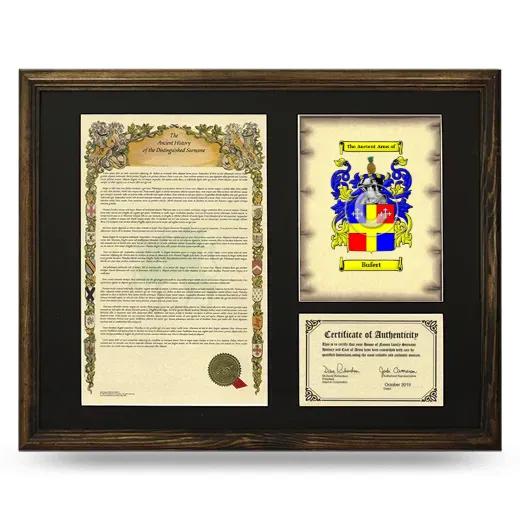 Bufert Framed Surname History and Coat of Arms - Brown