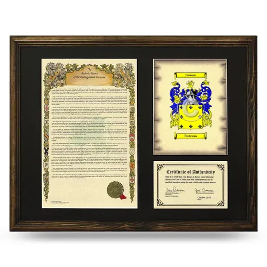 Butrum Framed Surname History and Coat of Arms - Brown