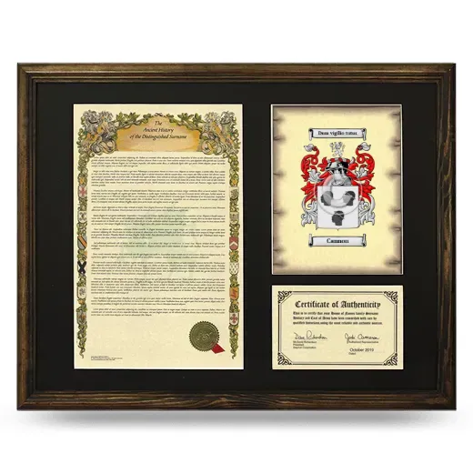 Cannon Framed Surname History and Coat of Arms - Brown