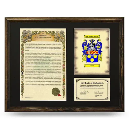 Carot Framed Surname History and Coat of Arms - Brown