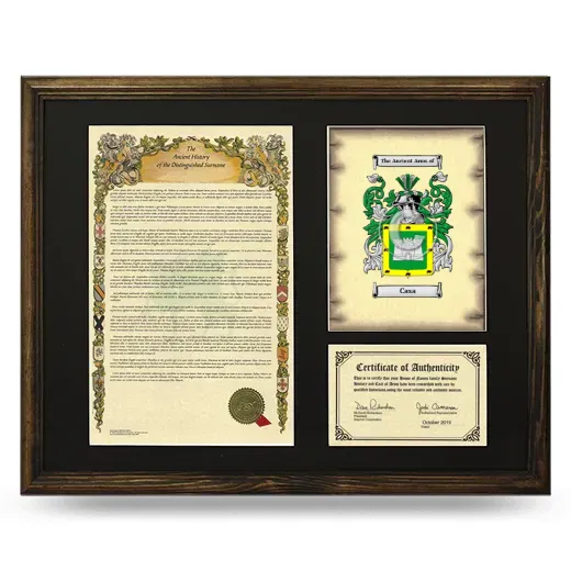 Casa Framed Surname History and Coat of Arms - Brown