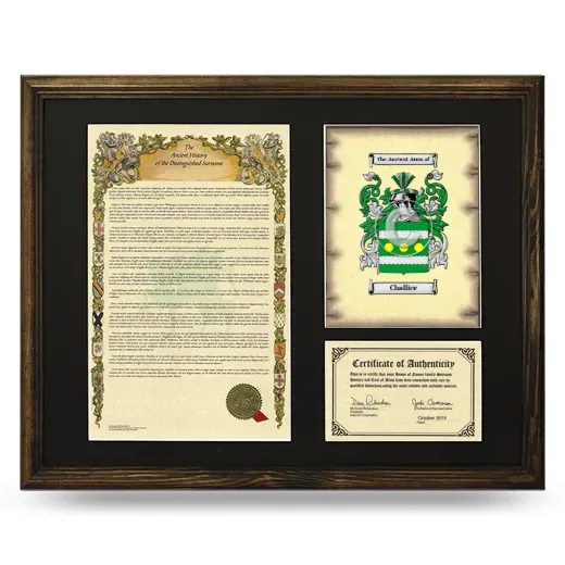 Challice Framed Surname History and Coat of Arms - Brown