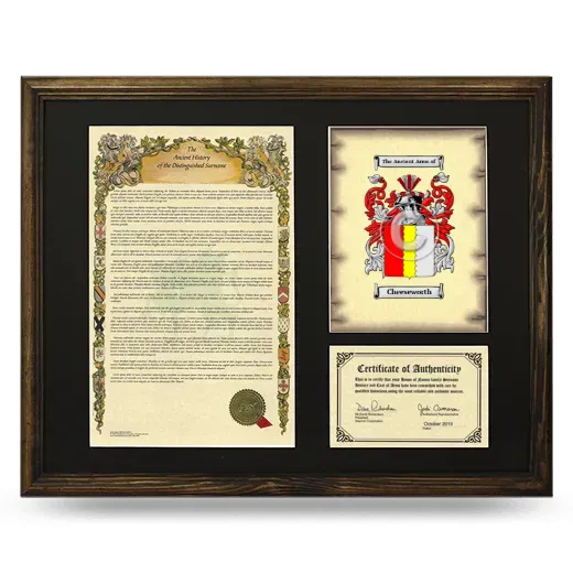 Cheeseworth Framed Surname History and Coat of Arms - Brown