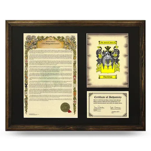 Cherleton Framed Surname History and Coat of Arms - Brown
