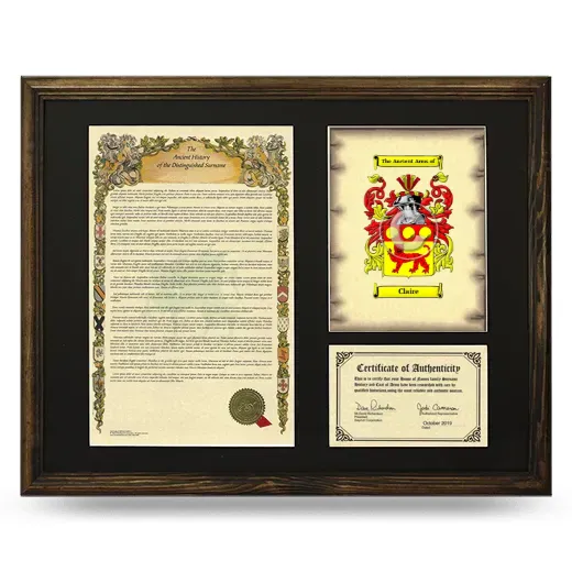 Claire Framed Surname History and Coat of Arms - Brown