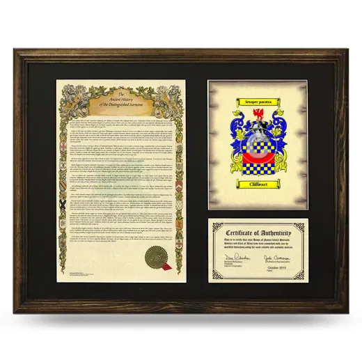 Cliffeart Framed Surname History and Coat of Arms - Brown