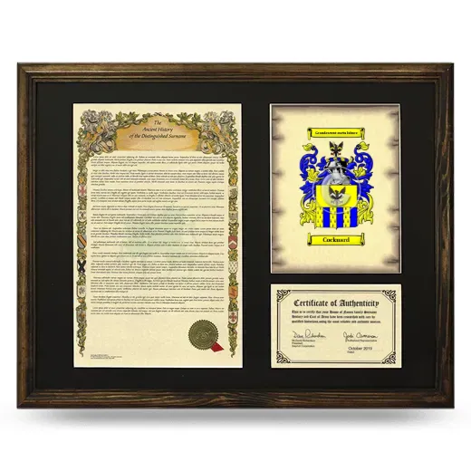 Cockuard Framed Surname History and Coat of Arms - Brown