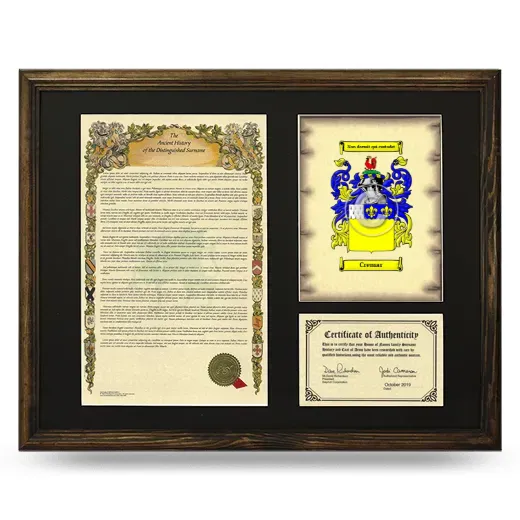 Cremar Framed Surname History and Coat of Arms - Brown