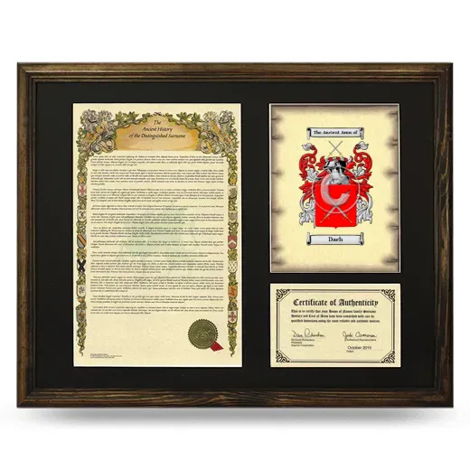 Dach Framed Surname History and Coat of Arms - Brown