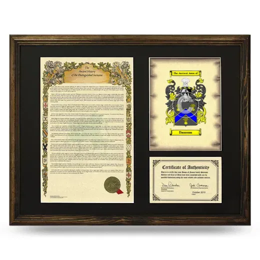Dansum Framed Surname History and Coat of Arms - Brown