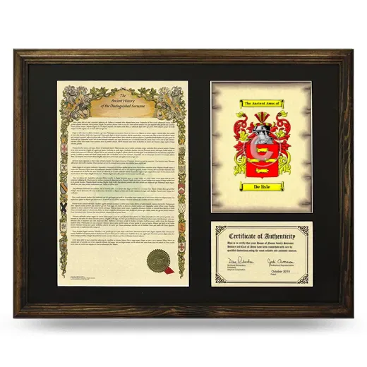 De lisle Framed Surname History and Coat of Arms - Brown