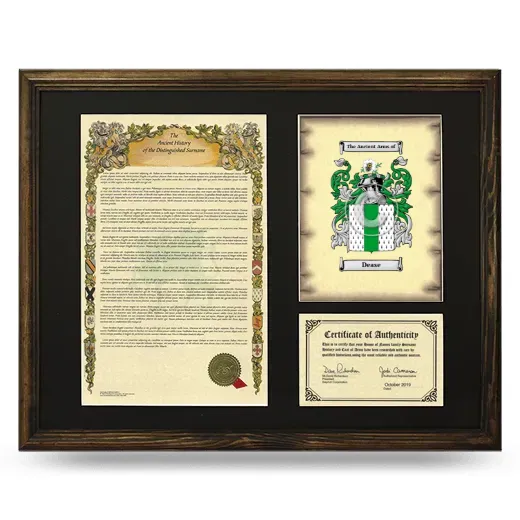 Dease Framed Surname History and Coat of Arms - Brown