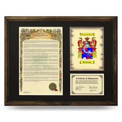 Dornburger Framed Surname History and Coat of Arms - Brown