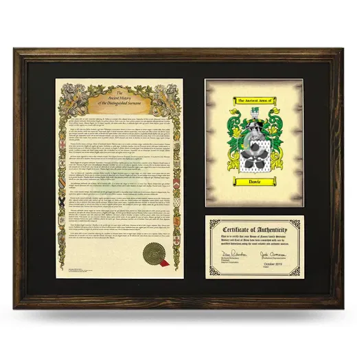 Dovir Framed Surname History and Coat of Arms - Brown