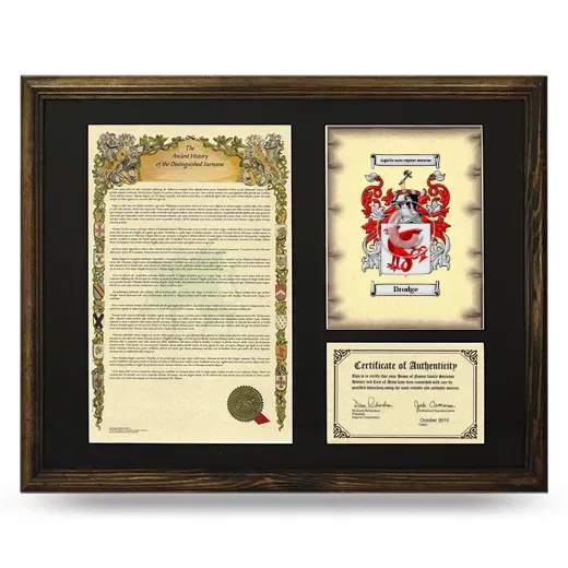 Drodge Framed Surname History and Coat of Arms - Brown