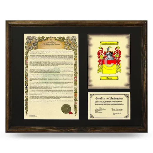 Dyear Framed Surname History and Coat of Arms - Brown