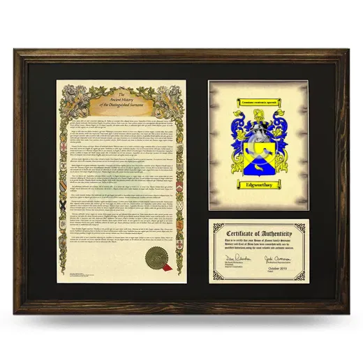 Edgworthay Framed Surname History and Coat of Arms - Brown