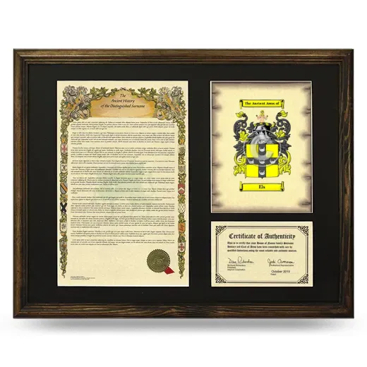 Els Framed Surname History and Coat of Arms - Brown