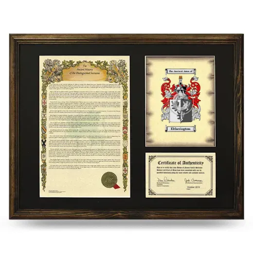 Eltherington Framed Surname History and Coat of Arms - Brown