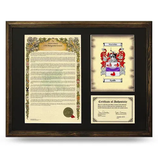 Epalls Framed Surname History and Coat of Arms - Brown