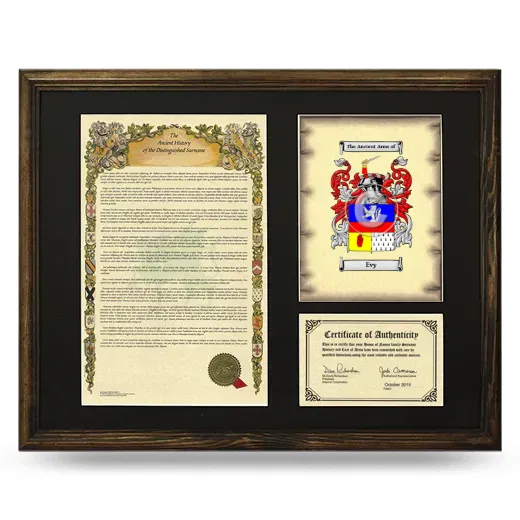 Evy Framed Surname History and Coat of Arms - Brown