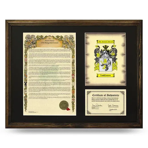 Fankhauser Framed Surname History and Coat of Arms - Brown