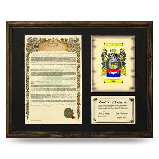 Fishel Framed Surname History and Coat of Arms - Brown