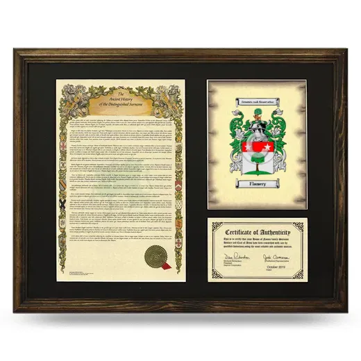 Flanery Framed Surname History and Coat of Arms - Brown