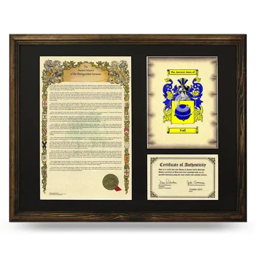 Foil Framed Surname History and Coat of Arms - Brown