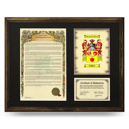 Gafigint Framed Surname History and Coat of Arms - Brown