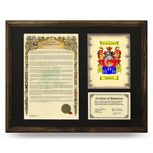 Genovese Framed Surname History and Coat of Arms - Brown