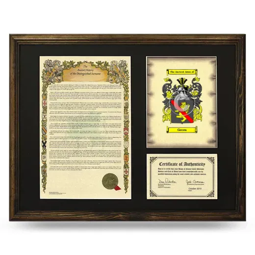 Geren Framed Surname History and Coat of Arms - Brown