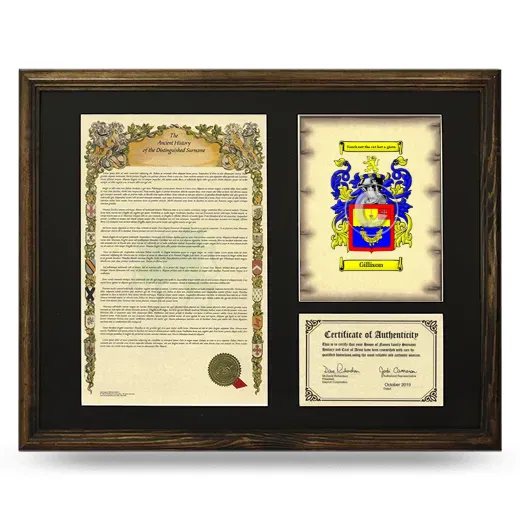 Gillison Framed Surname History and Coat of Arms - Brown