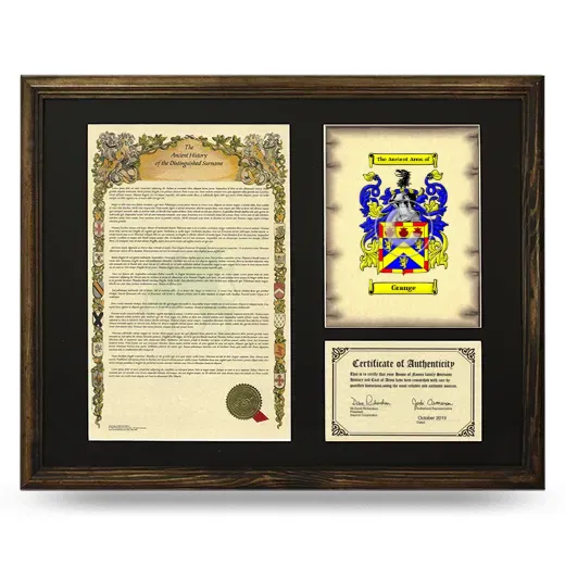 Grange Framed Surname History and Coat of Arms - Brown