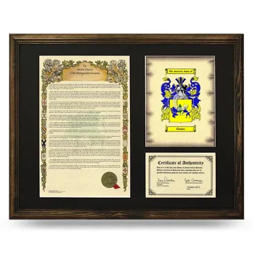 Gross Framed Surname History and Coat of Arms - Brown