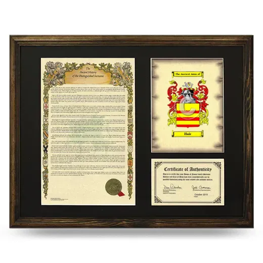 Hair Framed Surname History and Coat of Arms - Brown