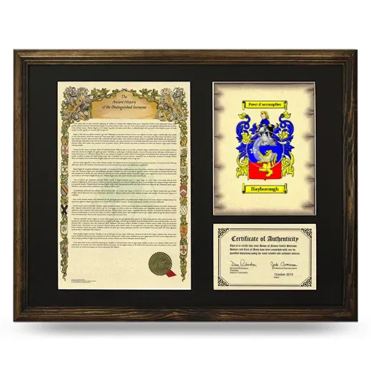 Hayborough Framed Surname History and Coat of Arms - Brown