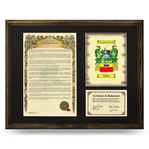 Heffern Framed Surname History and Coat of Arms - Brown