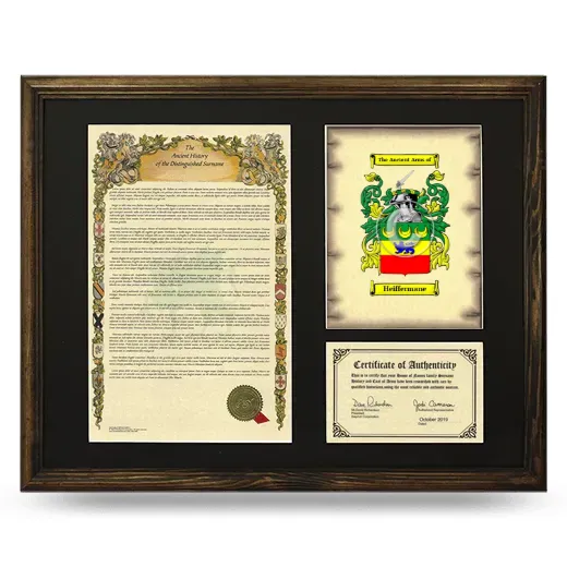 Heiffermane Framed Surname History and Coat of Arms - Brown