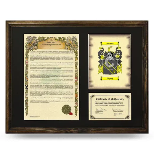 Hipsey Framed Surname History and Coat of Arms - Brown