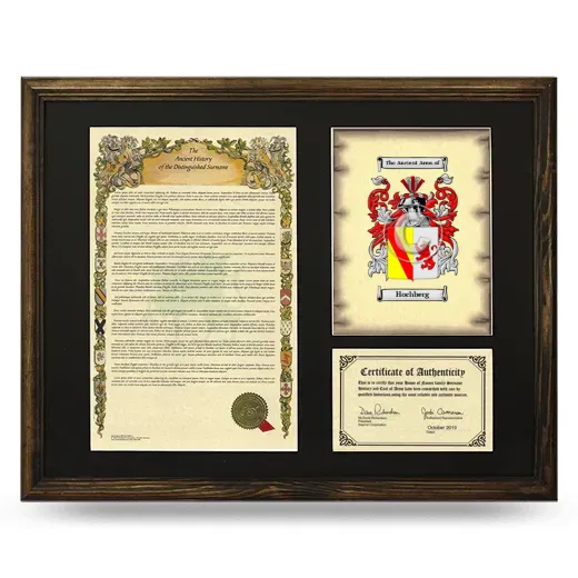 Hochberg Framed Surname History and Coat of Arms - Brown